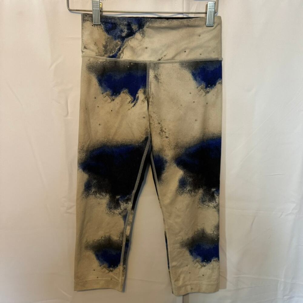 Lululemon Wunder Under Crop Leggings Size 4 Blue Tie Dye Yoga Pants
